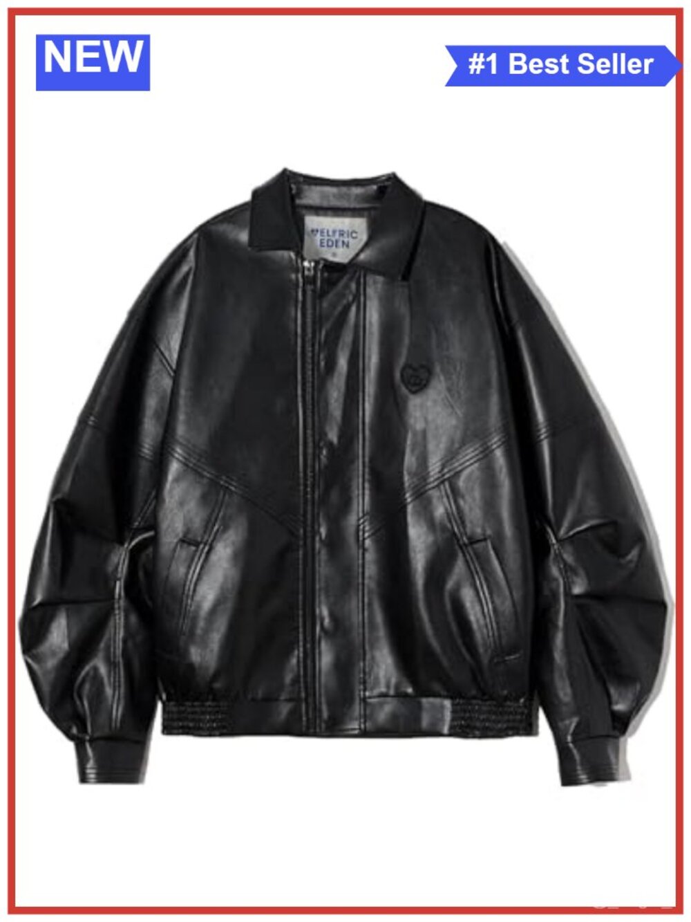 Aelfric Eden Womens Oversized Faux Leather Moto Bomber Jacket Y2k